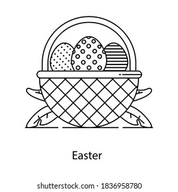 Easter eggs bucket vector, eggshell decoration 