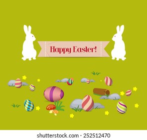 Easter eggs and bunny banner