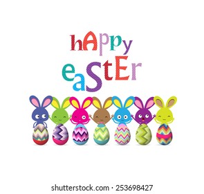 easter eggs and bunny colorful greeting card