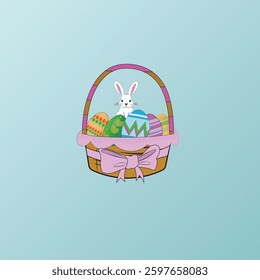Easter eggs and , easter Bunny ears  background. Vector illustration.