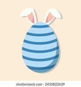 Easter eggs with bunny ears flat cartoon