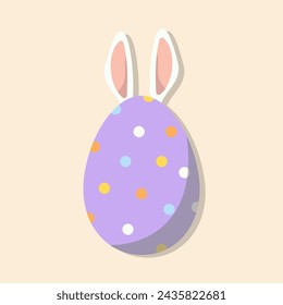 Easter eggs with bunny ears flat cartoon