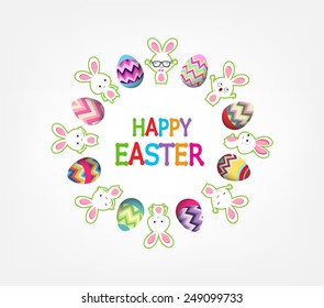 easter eggs with bunny funny around greeting card