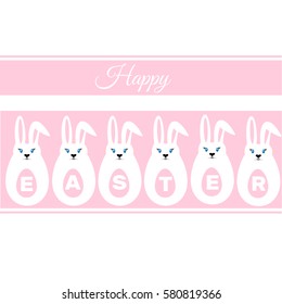 Easter Eggs, Easter Bunny on a white background,  happy easter sign