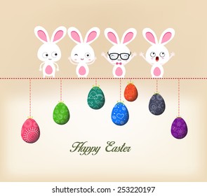 Easter eggs and bunny on wire