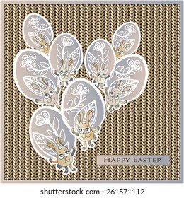 Easter, eggs, bunny, rabbit, flowers, knitting, willow, leaves. EPS10 vector file organized in layers for easy editing.
