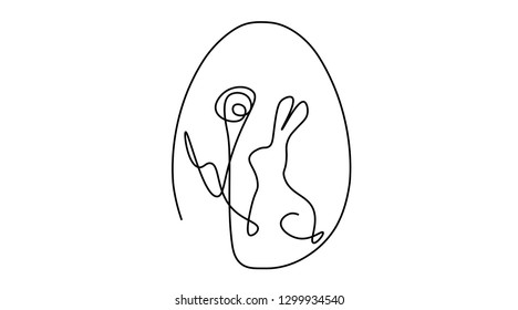 Easter eggs with bunny rabbit isolated vector illustration.