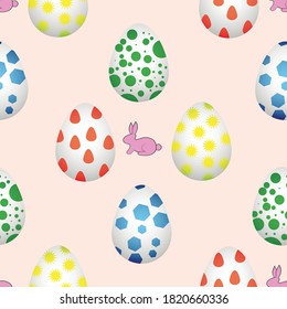 Easter eggs and bunny, seamless pattern, vector illustration