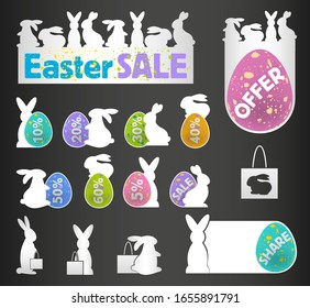 Easter eggs and bunny. Vector element for  design.