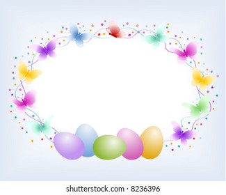 Easter eggs with butterfly and flowers – oval frame