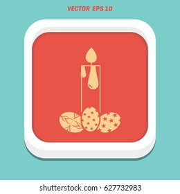 Easter eggs and candle icon vector