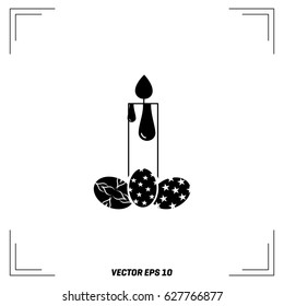 Easter eggs and candle icon vector