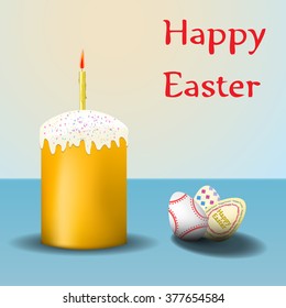 Easter with eggs and candle. Vector