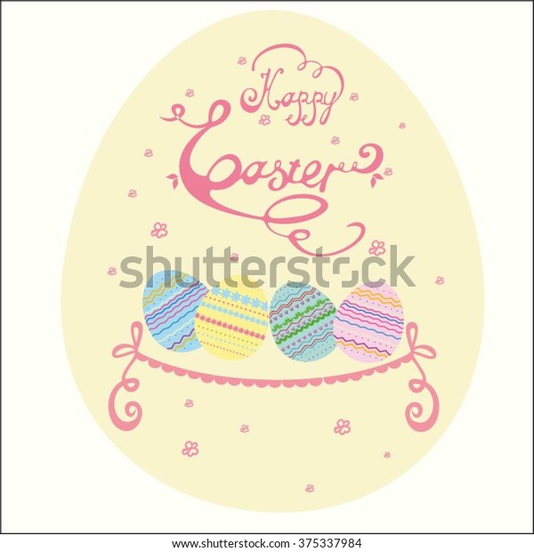 Easter eggs, Easter card,\
Easter lettering vector illustration for greeting card, posters,\
print.