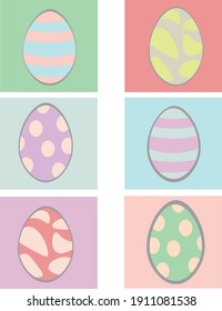  Easter eggs card set vector pastel icon isolated logo cartoon cute happy holiday clip art
