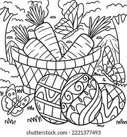 Easter Eggs And Carrots Coloring Page for Kids