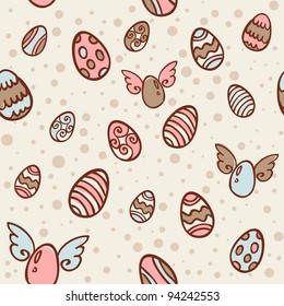 Easter eggs cartoon hand drawn seamless texture