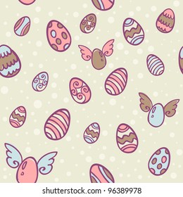 Easter eggs cartoon hand drawn seamless texture