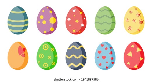 Easter eggs cartoon vector collection. Easter symbol illustration. Painted eggs set