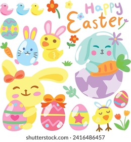 Easter Easter eggs celebration Flat design elements collection 