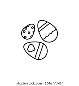 Pascua, huevos, icono de la línea de celebración sobre fondo blanco