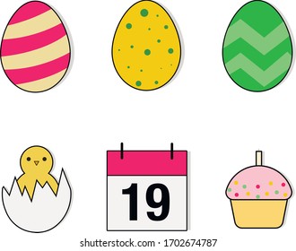 Easter eggs chicken and cake