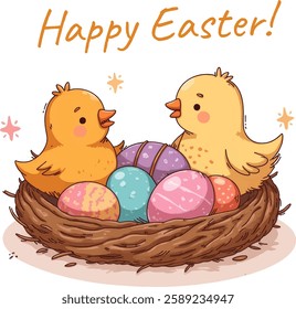 Easter eggs with chicken sstkEaster