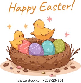 Easter eggs with chicken sstkEaster