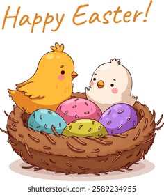 Easter eggs with chicken sstkEaster