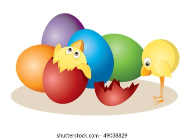 Easter eggs and chickens