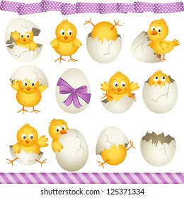 Easter eggs chicks