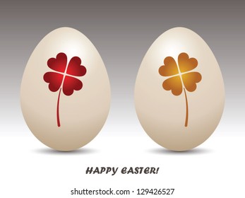 Easter eggs with clover, Happy Easter card