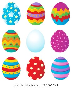 Easter eggs collection 1 - vector illustration.