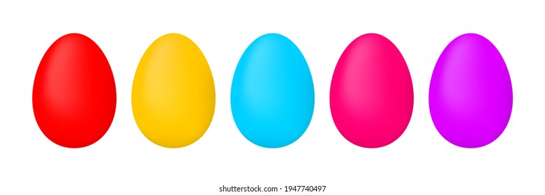 Easter eggs collection. Colorful eggs set. Spring holiday concept. Vector illustration isolated on white.