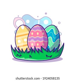 Easter Eggs Collection to Easter Day Vector Icon Illustration in Flat Cartoon style for Web Landing Pages with Banner or Sticker and Background