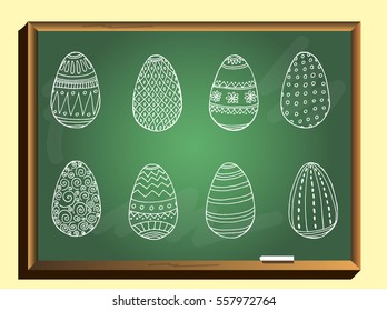 Easter eggs collection in doodle style. vector illustration.