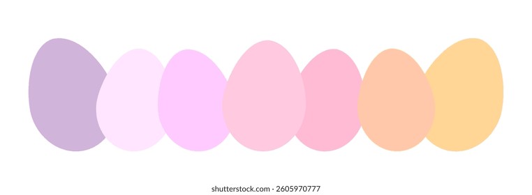 Easter eggs collection on white background. Easter eggs border design element. Vector illustration.