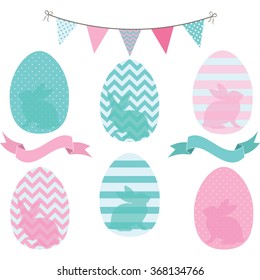 Easter Eggs Collections.Eggs pattern,Bunting,Banner.