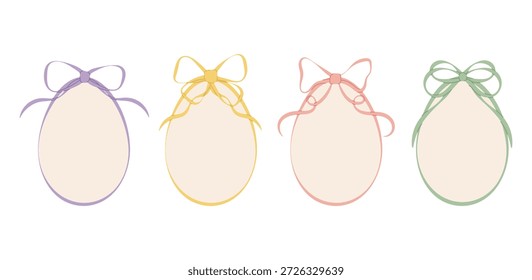 Huevos de Pascua con arcos de colores. Elemento decorativo festivo aislado en blanco para decoraciones de Pascua, tarjetas de primavera, invitaciones, diseños de niños y etiquetas. Espacio para texto.