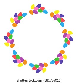 Easter eggs colored round photo frame.