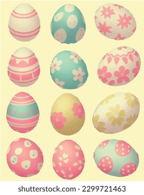 Easter Eggs. Colored Easter eggs Seamless border Happy Easter vector card flat illustration 