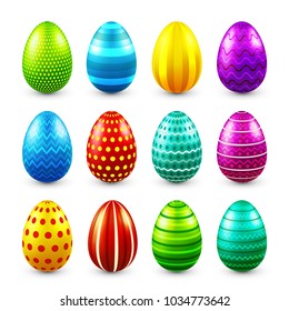 Easter eggs colored set. Spring. Holidays in April. Gift. Seasonal celebration.Egg hunt. Sunday.Food.