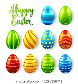 Easter eggs colored set. Spring holidays in April. Gift. Seasonal celebration.Egg hunt Sunday.