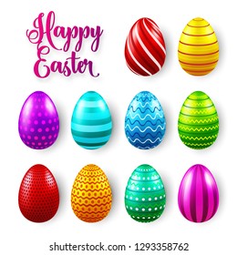 Easter eggs colored set. Spring holidays in April. Gift. Seasonal celebration.Egg hunt Sunday.
