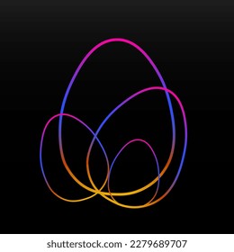 Easter eggs in colorful gradient. Flat design