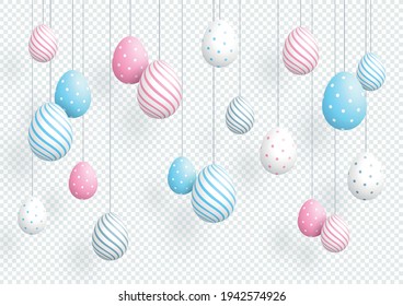 Easter Eggs Colorful Hanging 3d Vector Elements