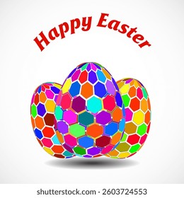 Easter eggs with colorful hexagons. Vector illustration