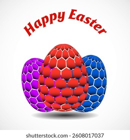 Easter eggs with colorful hexagons. Vector illustration