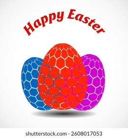 Easter eggs with colorful hexagons. Vector illustration