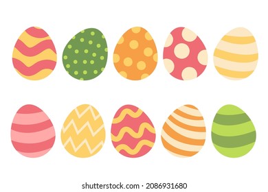 Easter eggs. Colorful eggs for hunting. Stock vector pattern ornament set illustration on a white background.